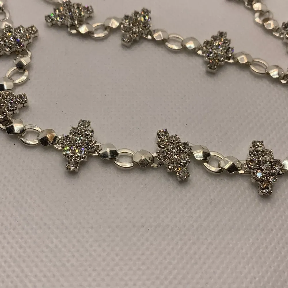 Long Rhinestone Station Necklace‎